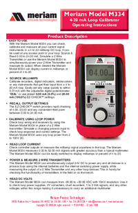 Thumbnail of document Manual - M334 Milliamp Loop Calibrator